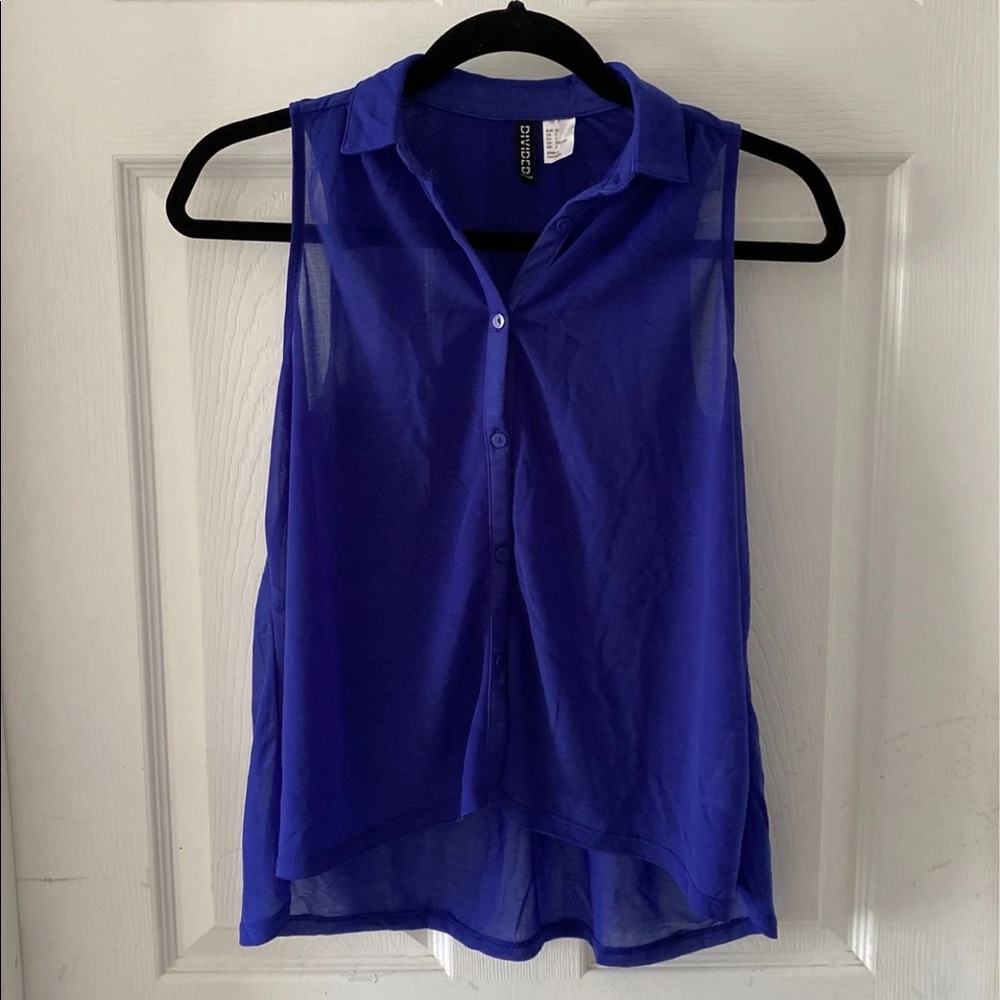 H&M Sheer Sleeveless Button Up Blouse